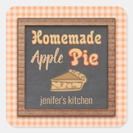  kartonnen typografie homemade appeltaart vierkante sticker