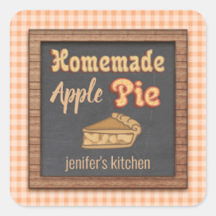kartonnen typografie homemade appeltaart vierkante sticker
