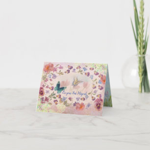 Kartonnen vlinder en botanische notitiekaart