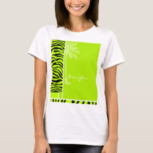 Kartreuse Zebra Stripes Animal Print Palm T-shirt