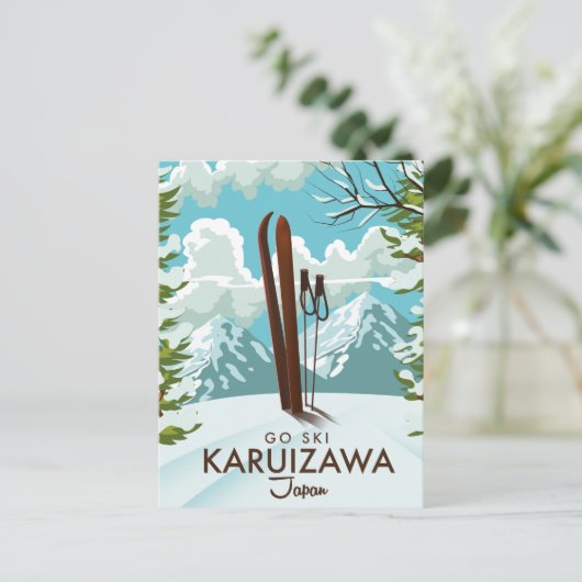 Karuizawa Japan Skiing-reisposter Briefkaart (Staand voorkant)