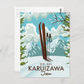 Karuizawa Japan Skiing-reisposter Briefkaart (Voorkant / Achterkant)