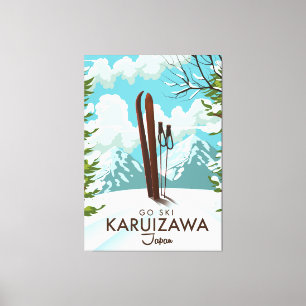 Karuizawa Japan Skiing-reisposter Canvas Afdruk
