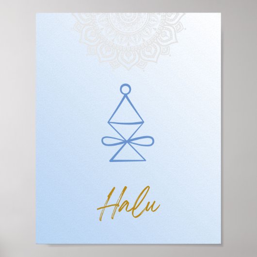 Karuna Reiki Halu Mandala Sky Blue Poster (Voorkant)