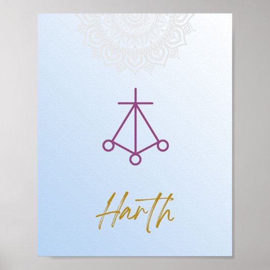 Karuna Reiki Harth Mandala Sky Blue Poster (Voorkant)