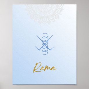 Karuna Reiki Rama Mandala Sky Blue Poster