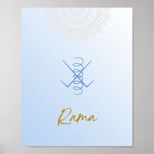 Karuna Reiki Rama Mandala Sky Blue Poster (Voorkant)