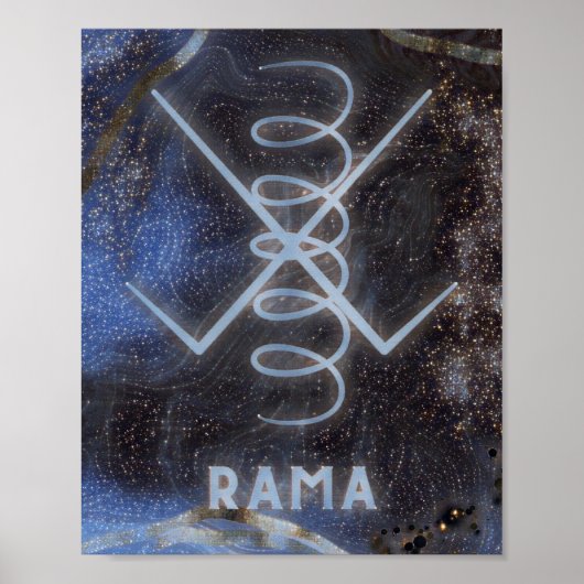 Karuna Reiki Rama Star Marble Blue Poster (Voorkant)