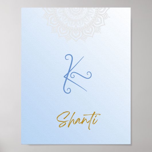 Karuna Reiki Shanti Mandala Sky Blue Poster (Voorkant)