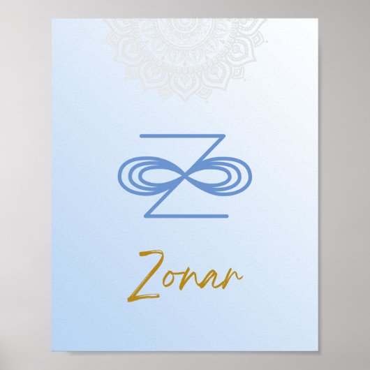 Karuna Reiki Zonar Mandala Sky Blue Poster (Voorkant)