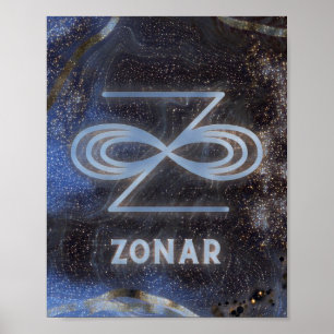 Karuna Reiki Zonar Star Marble Blue Poster