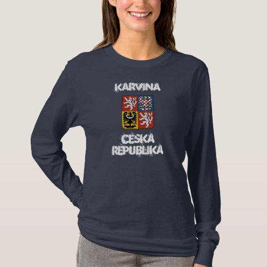Karvina, Tsjechië met wapenschild T-shirt (Voorkant)