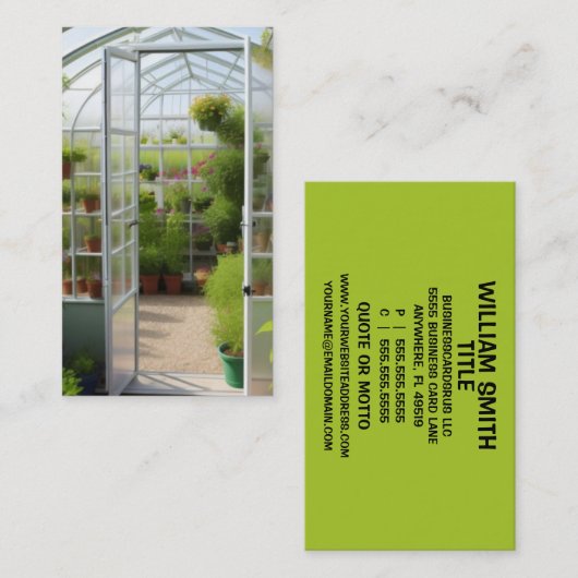 Kas gevuld met bloemen visitekaartje (Voorkant / Achterkant)