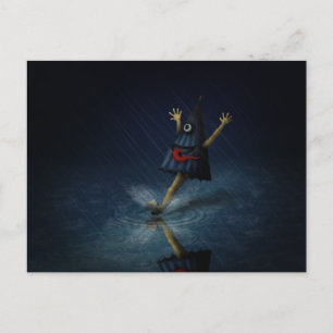 Kasa Obake Japanse Paraplu Geest Regenachtige Dag Briefkaart