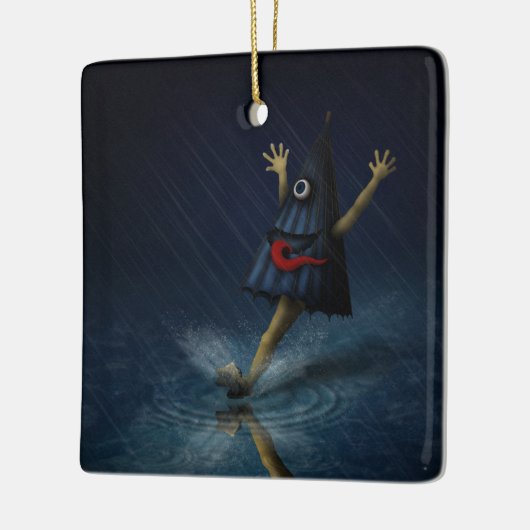 Kasa Obake Japanse parmbrella Ghost Rainy Day Keramisch Ornament (Links)