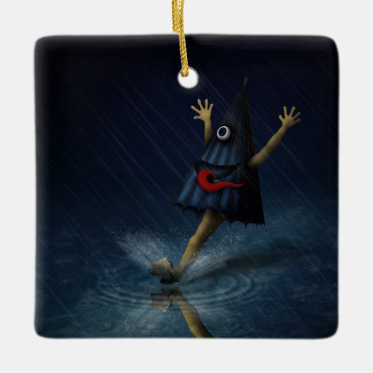 Kasa Obake Japanse parmbrella Ghost Rainy Day Keramisch Ornament (Voorkant)