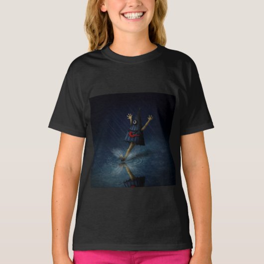 Kasa Obake Japanse Umbrella Ghost in de regen T-shirt (Voorkant)