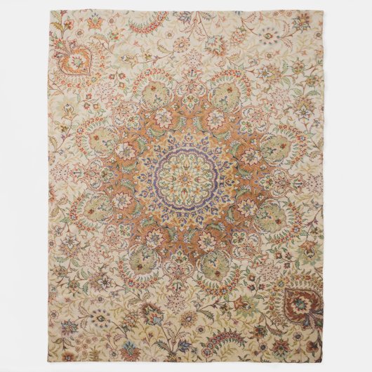 Kashan Poshti Central Persian Rug Print Fleece Deken (Voorkant)