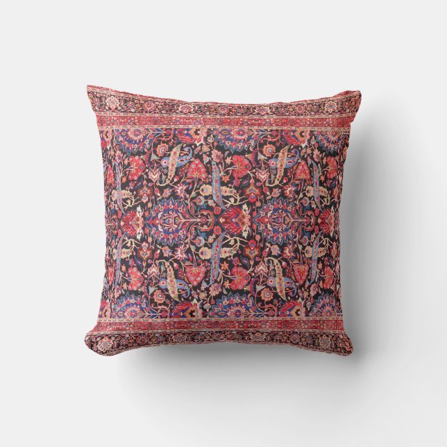 Kashan Poshti Central Persian Rug Print Kussen (Voorkant)