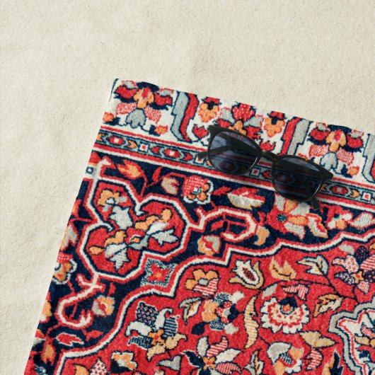 Kashan Poshti Central Persian Rug Print Strandlaken (In situ)