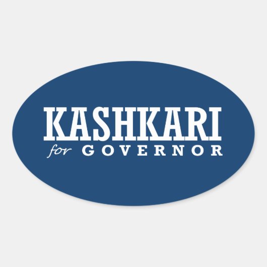 KASHKARI VOOR GOUVERNEUR 2014 OVALE STICKER (Voorkant)