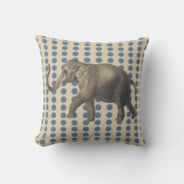 Kashmir Blue Spice Moods Stippen met olifant Kussen (Voorkant)