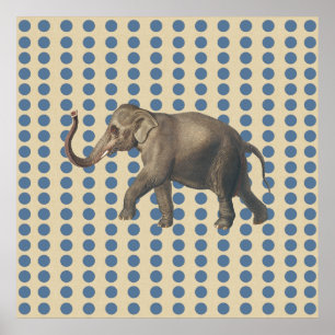 Kashmir Blue Spice Moods Stippen met olifant Poster