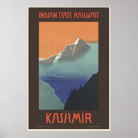 Kashmir India Vintage Reisposter Poster (Voorkant)