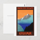 Kashmir India Vintage Travel Poster teruggezet Briefkaart (Voorkant / Achterkant)