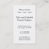 KASHMIR KARMA, EXOTISCHE LADY IN BLAUW EN MAUVE VISITEKAARTJE (Achterkant)