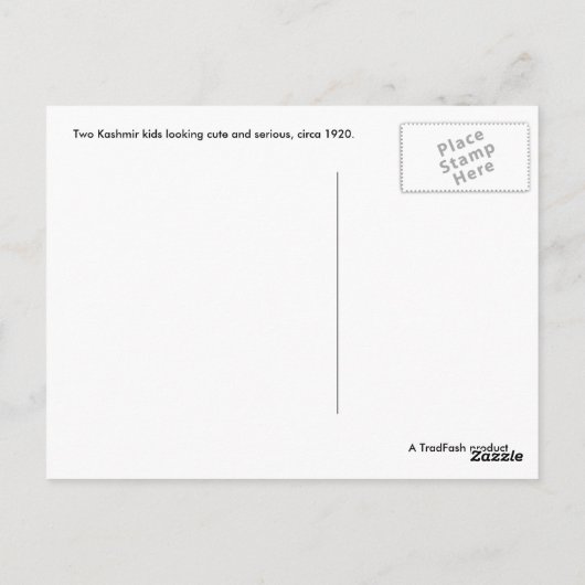 Kashmir Kinder Briefkaart (Achterkant)