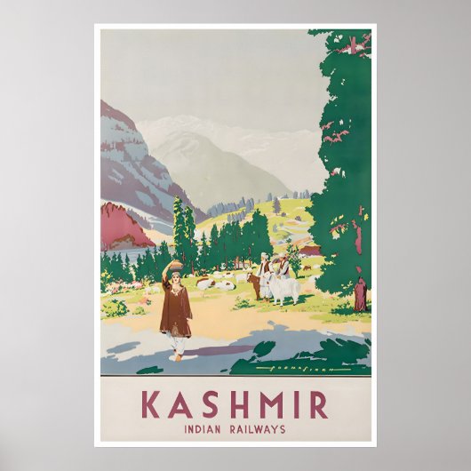 Kashmir Kunst India Reisposter Print Indiase Bord (Voorkant)