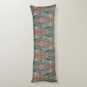 Kashmir Paisley Tribal Boho Chic Blauwgroen Paars  Lichaamskussen (Achterkant (Verticaal))