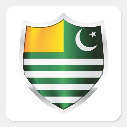 Kashmir Silver Shield Flag Vierkante Sticker (Voorkant)