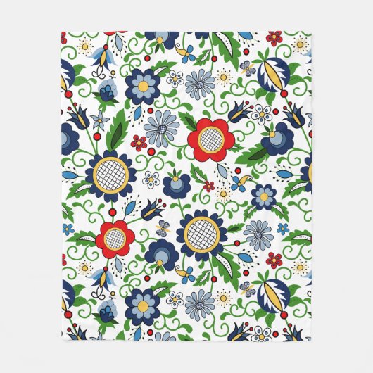 Kashubiaanse folkblokpatroon fleece deken (Voorkant)