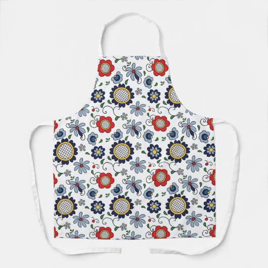 Kashubian Folklore patroon op wit Schort (Voorkant)
