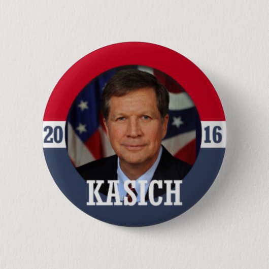Kasich 2016 Logo Ronde Button 5,7 Cm (Voorkant)