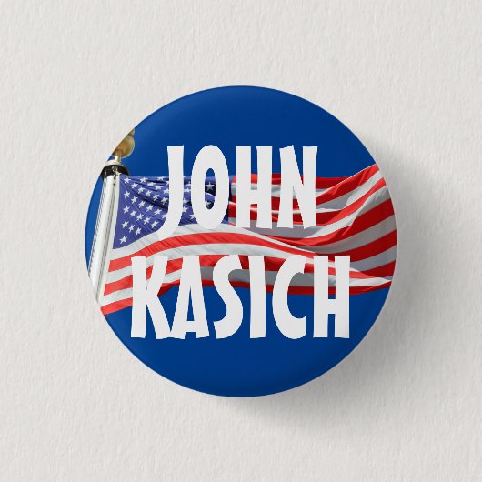 Kasich Running for President American Flag Button (Voorkant)