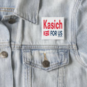 Kasich voor ons Logo Vierkante Button 5,1 Cm (In situ)