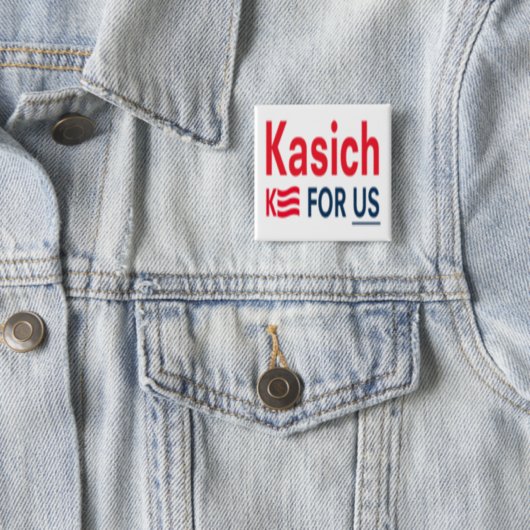 Kasich voor ons Logo Vierkante Button 5,1 Cm (In situ)