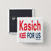 Kasich voor ons Logo Vierkante Button 5,1 Cm (Voorkant /achterkant)