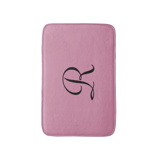 Kasjmier Roos Roze Monogram Elegant Plush Badmat (Voorkant Verticaal)