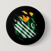 Kasjmir gescheurde vlag ronde button 7,6 cm (Voorkant)