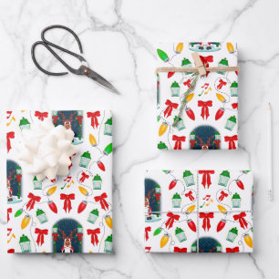 Kasky Cute KerstCarol Singing Reindeer Inpakpapier Vel