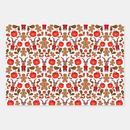 Kasky Cute Kerstrendiertje met warme chocolade Inpakpapier Vel (Voorkant)