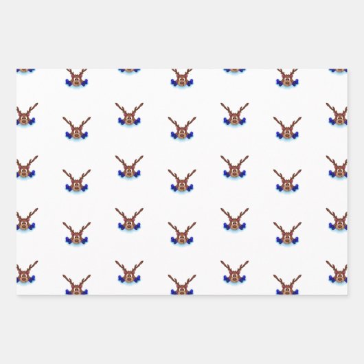 Kasky Cute Kerstrendierziekte op blauw ijs-Schaats Inpakpapier Vel (Voorkant 3)