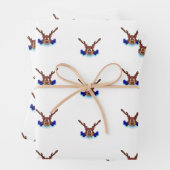 Kasky Cute Kerstrendierziekte op blauw ijs-Schaats Inpakpapier Vel (In situ)