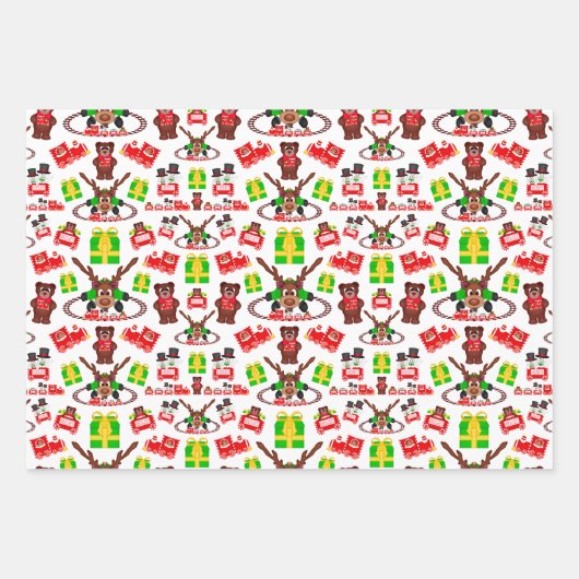 Kasky Cute kerstrenrendiertje met kersttrein Inpakpapier Vel (Voorkant 2)