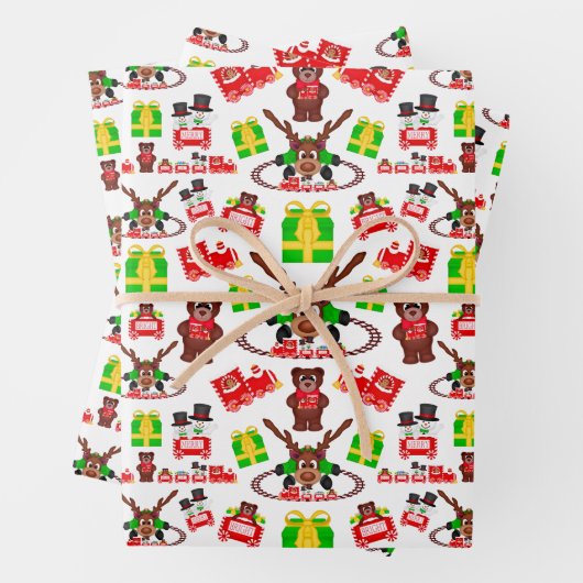 Kasky Cute kerstrenrendiertje met kersttrein Inpakpapier Vel (In situ)