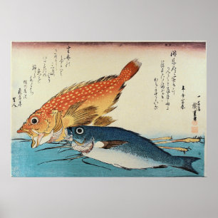 Kasogo & Himedai - Hiroshige's Japanese Fish Print